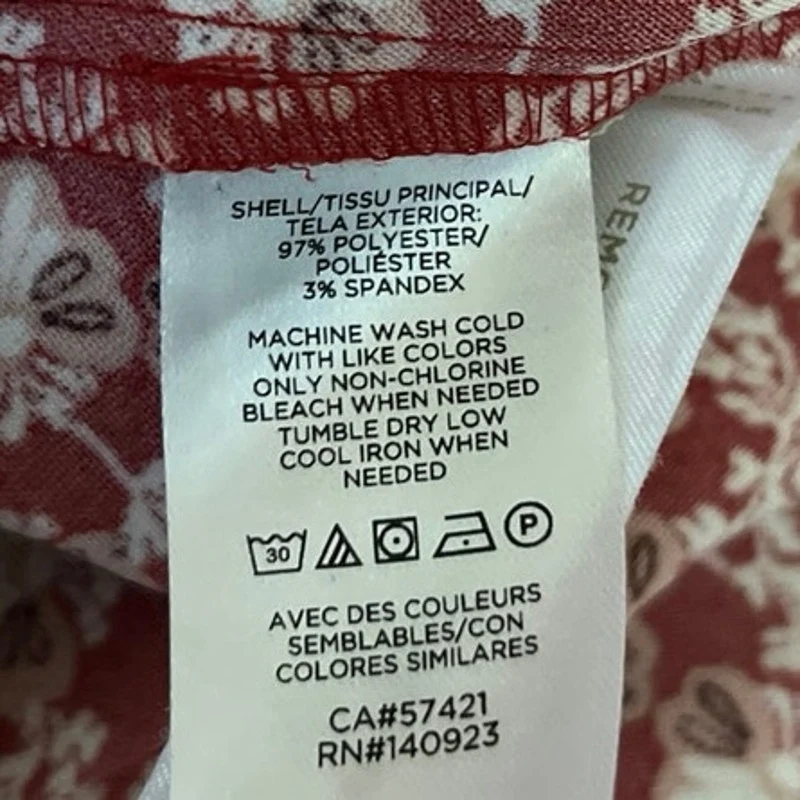 Ann Taylor LOFT Red White Floral Short Sleeve Flounce Hem Mini Shift Dress Sz S - Image 5