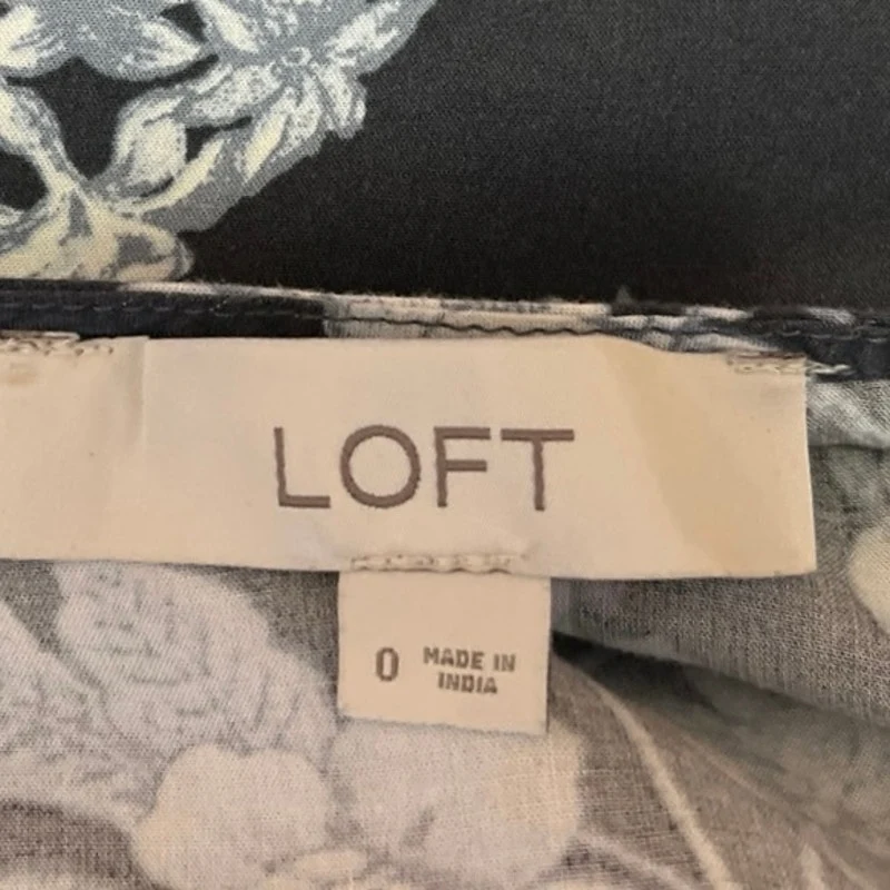 Ann Taylor LOFT Women's Black Gray Floral Ruffle Button Up Mini A Line Dress 0 - Image 3
