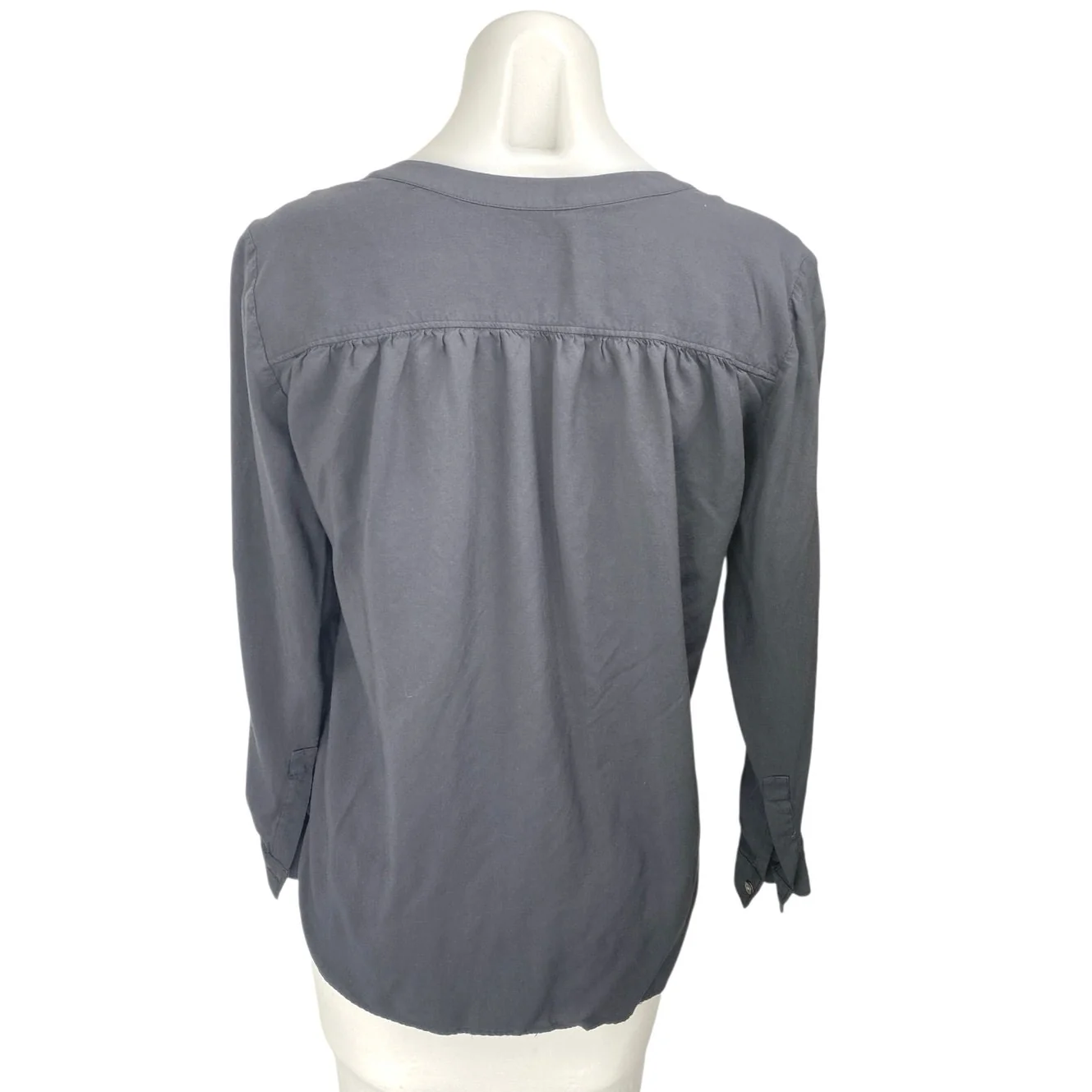 Ann Taylor LOFT Women's Gray Blue Long Sleeve Slit V Neck Blouse Top Size XS - Image 2