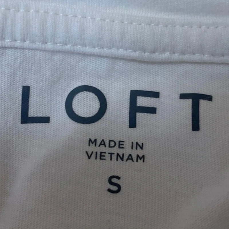 Ann Taylor LOFT Women's White Short Puff Sleeve Casual Tee T shirt Blouse Top S - Image 3