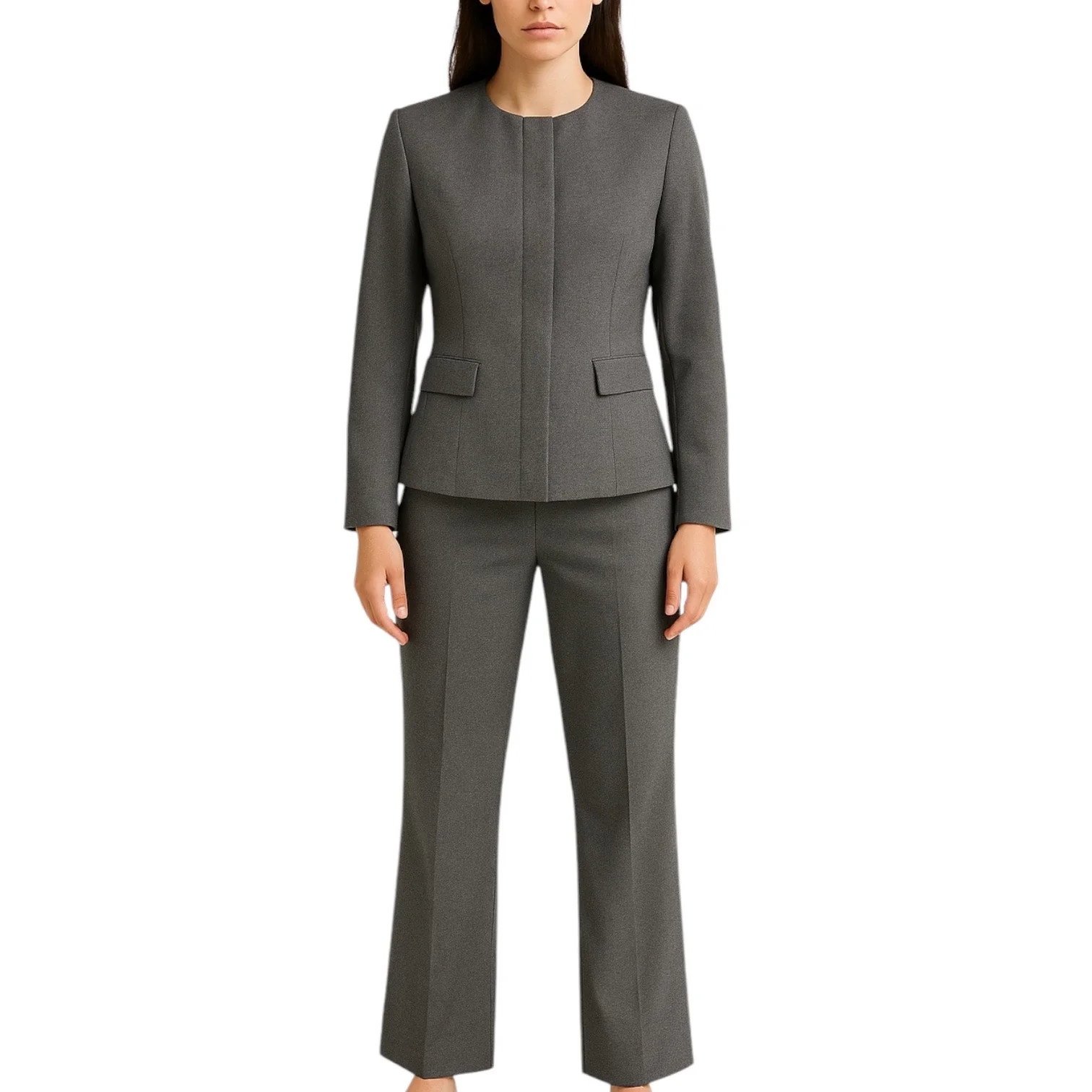 Ann Taylor Women's Gray Button Down Blazer & Trousers Pants 2Pc Suit Set Sz 0/2 - Image 2