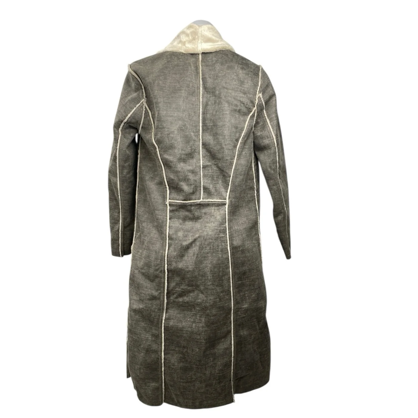 Anthropologie Amadi Camilla Gray Faux Suede Sherpa Long Sleeve Coat Jacket XS - Image 2