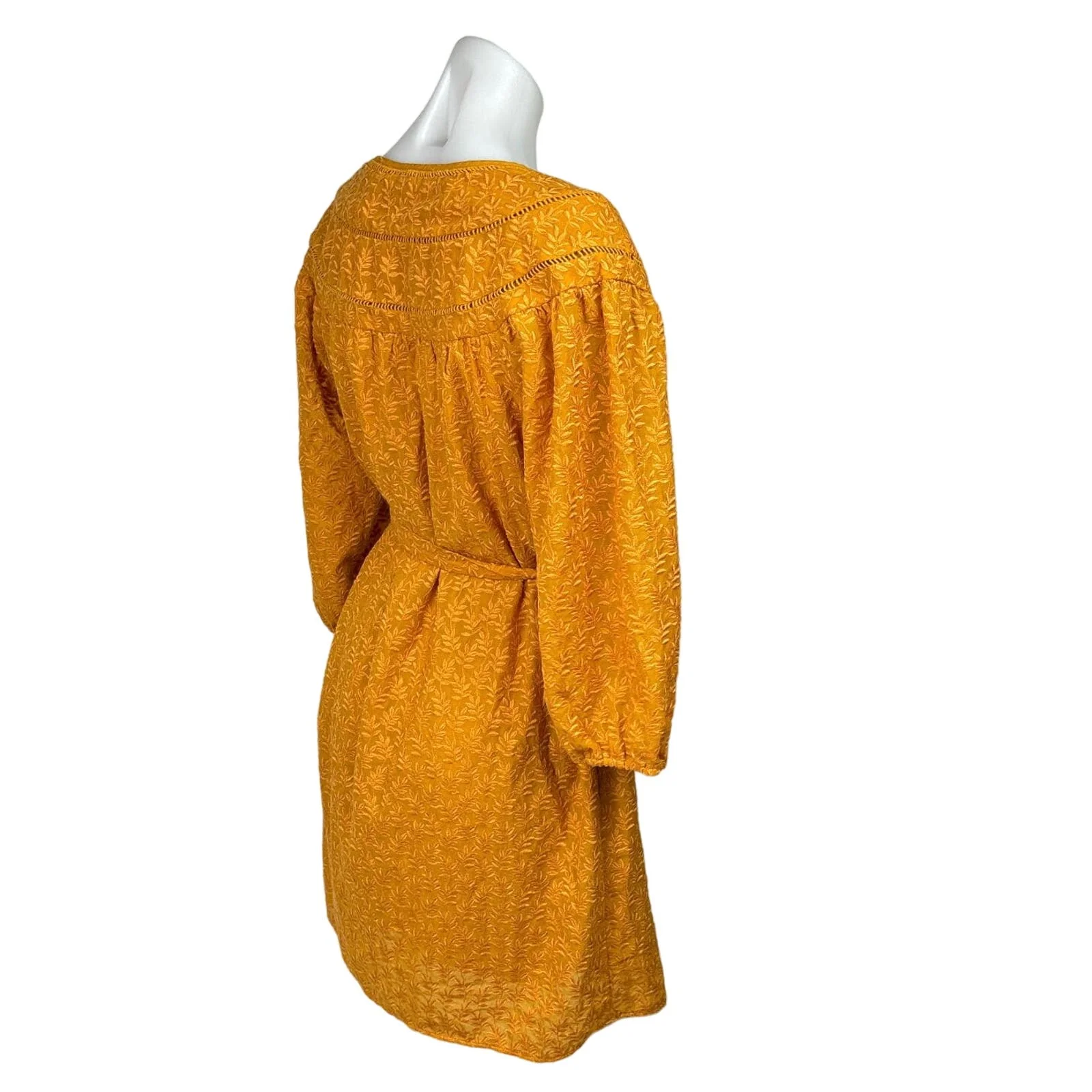 Anthropologie Daniel Rainn Treva Yellow Embroidered 3/4 Sleeve Mini Dress Sz XS - Image 3