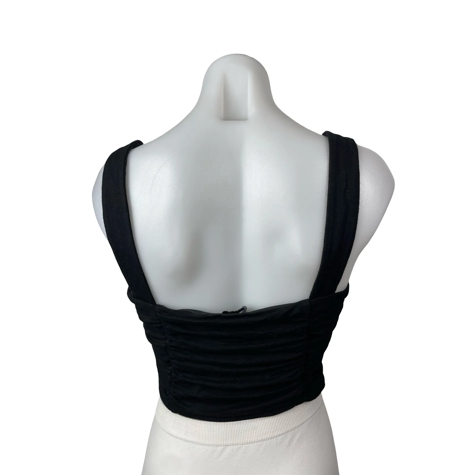 Anthropologie Maeve Black Sleeveless V Neck Ruched Corset Bustier Crop Top Sz S - Image 4