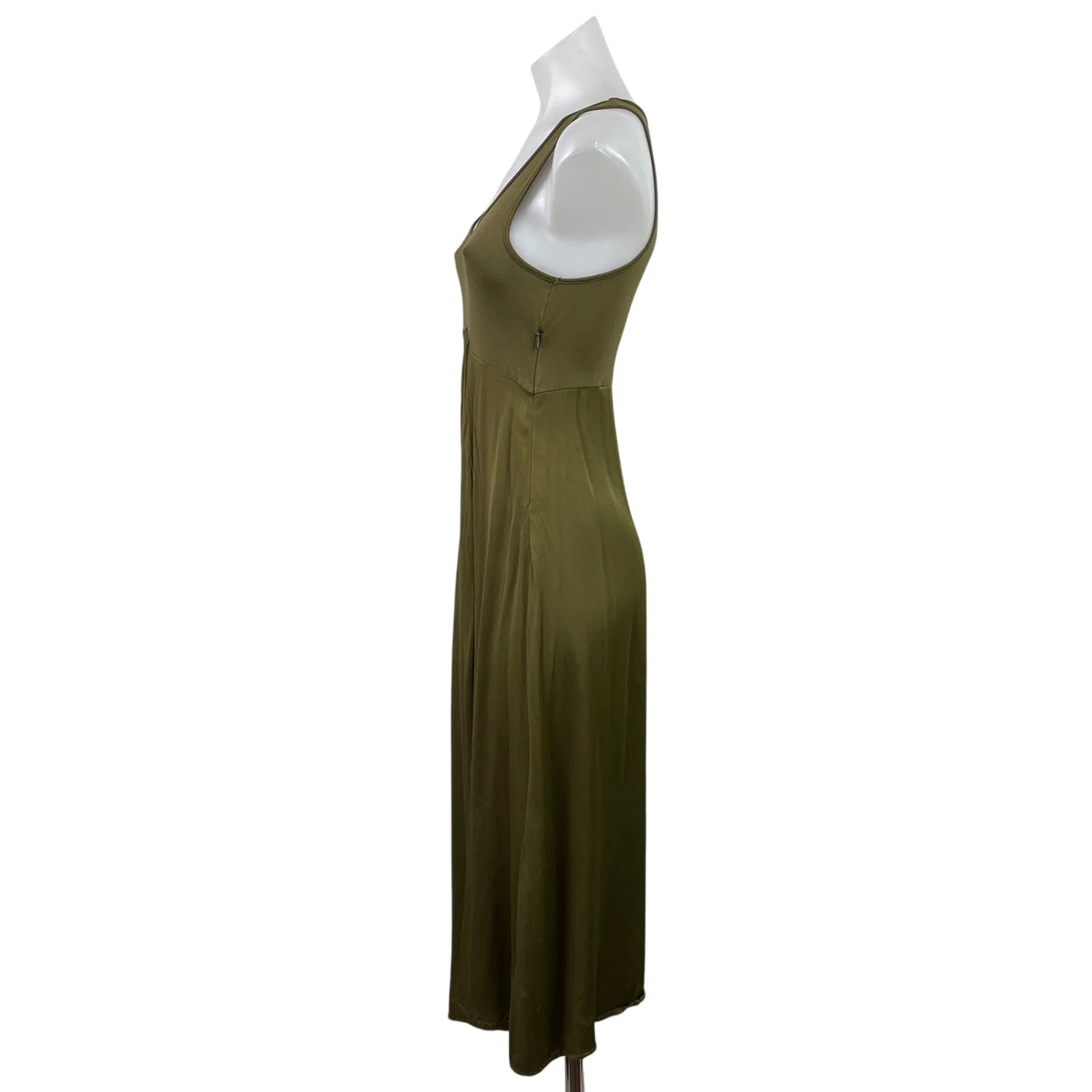 Anthropologie Olive Green Sleeveless Scoop Neck Tank Fit & Flare Midi Dress XS - Image 2