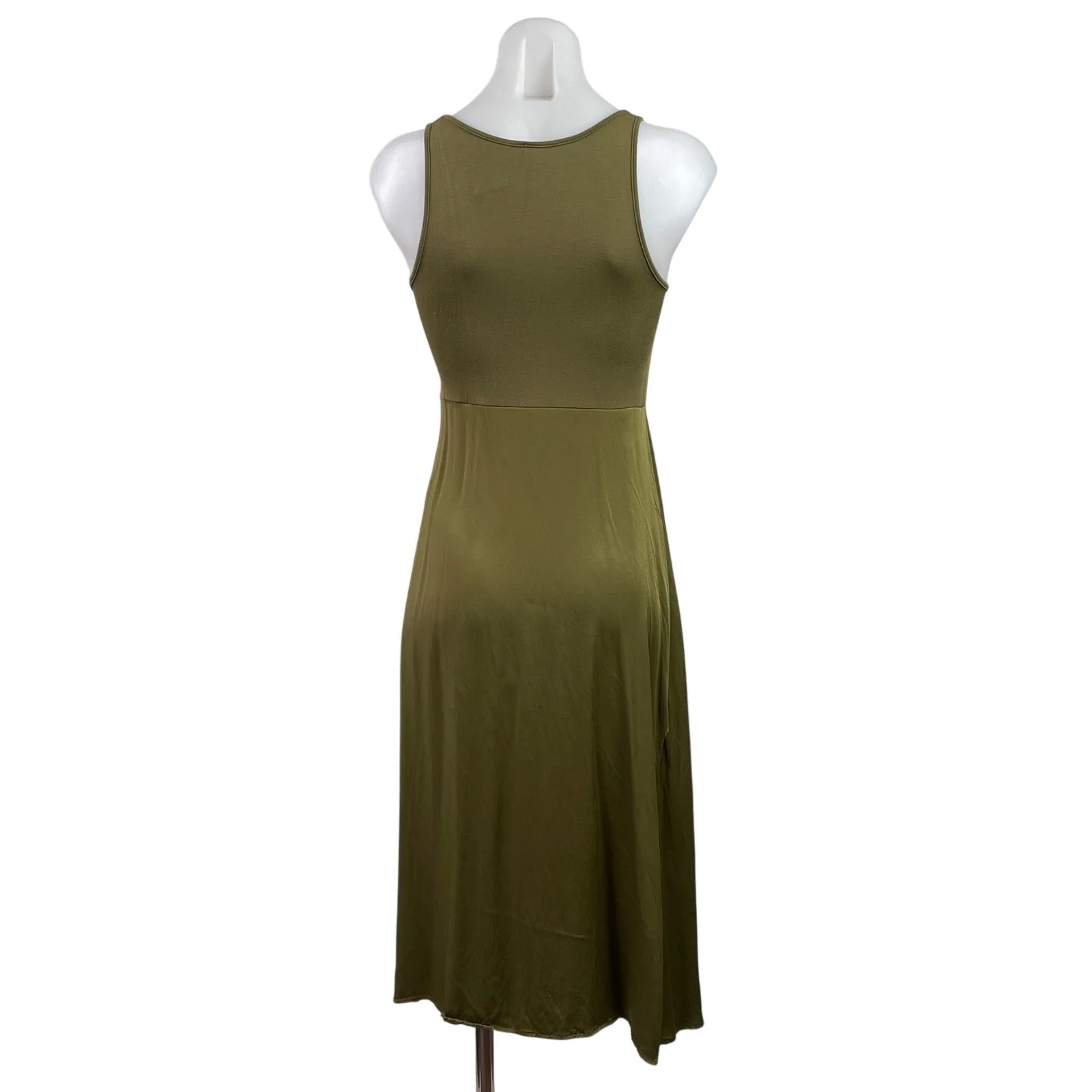 Anthropologie Olive Green Sleeveless Scoop Neck Tank Fit & Flare Midi Dress XS - Image 3