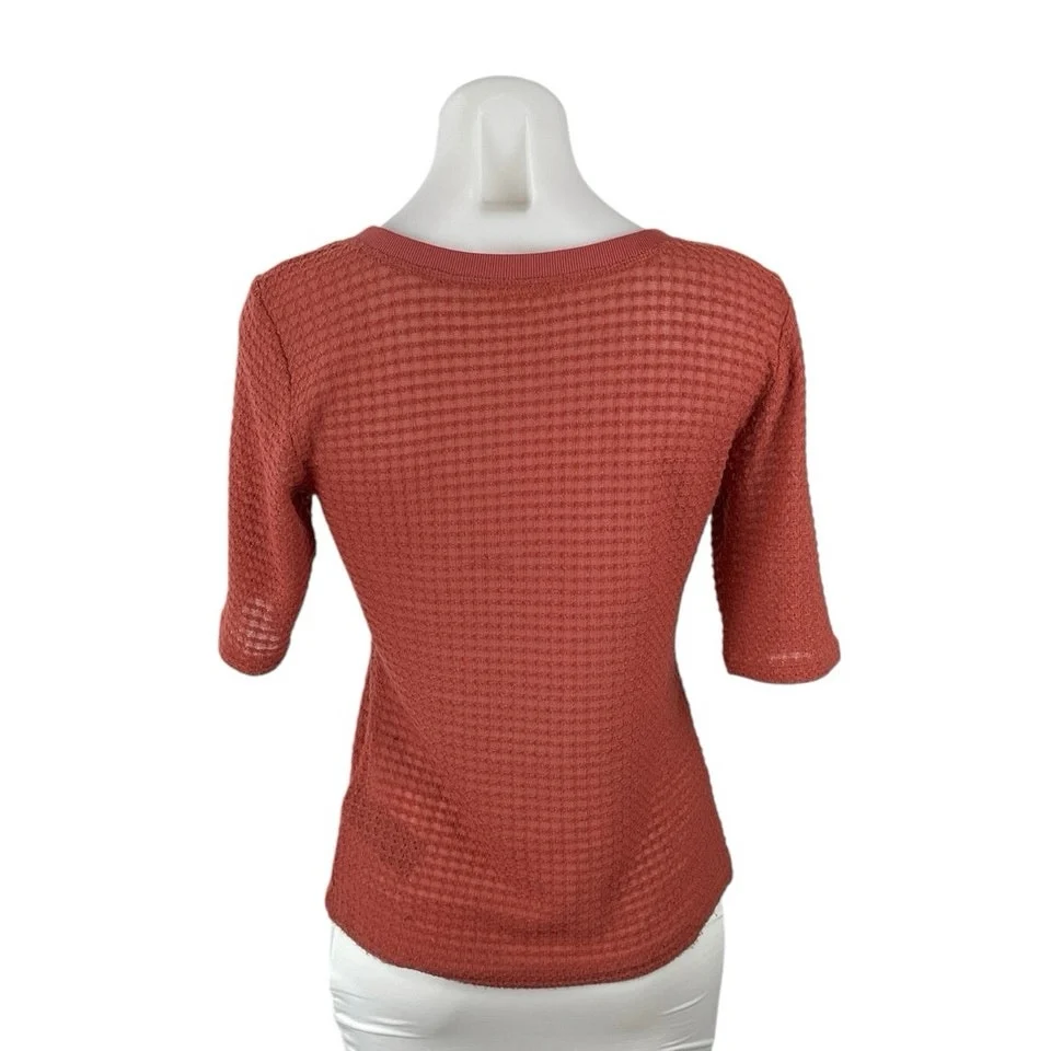 Anthropologie Pilcro Women's Rust Brown Knit Short Sleeve Sweater Top Size M - Image 3