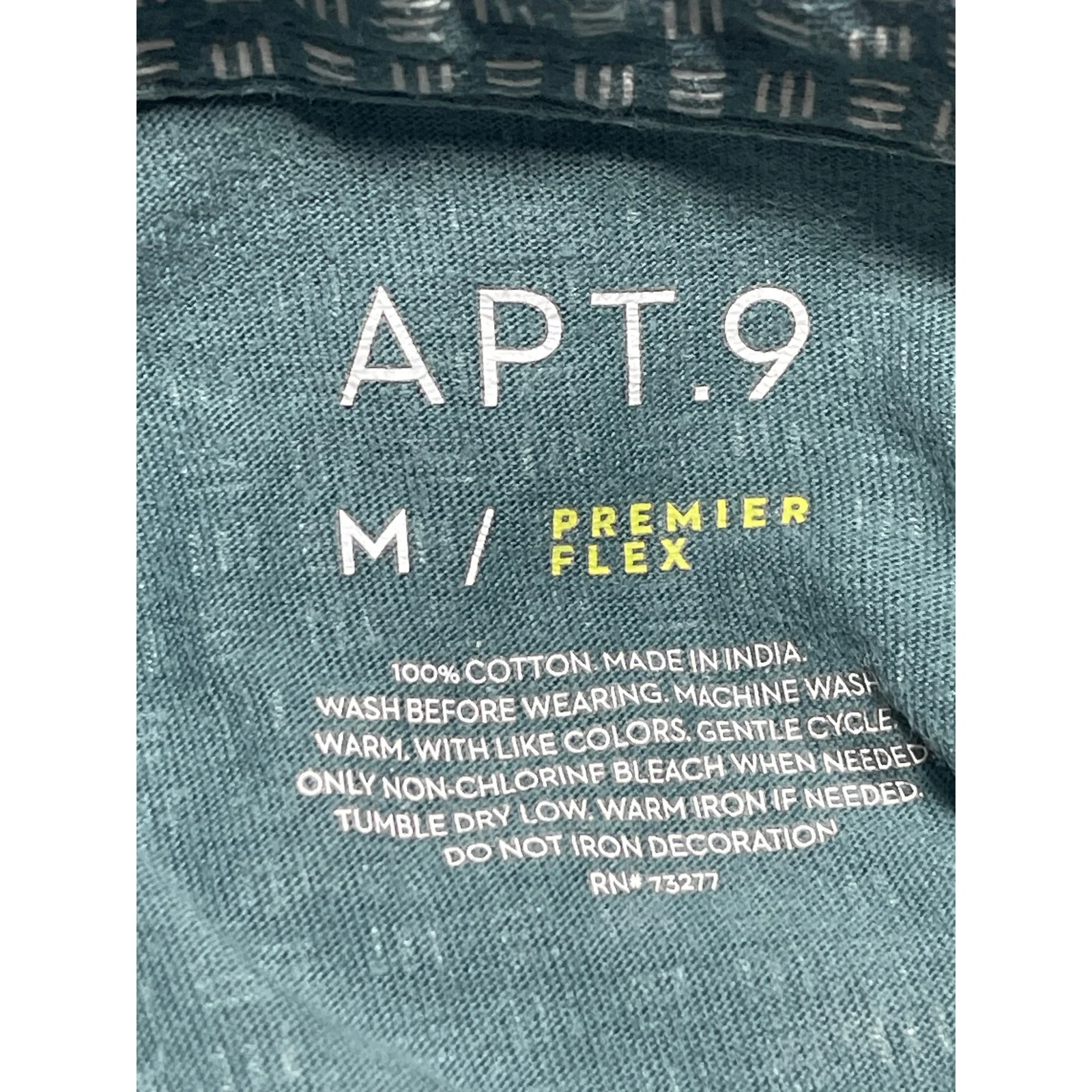 Apt. 9 Men's Green Printed Collared Button Short Sleeve Gold Polo Shirt Top Sz M - Image 3