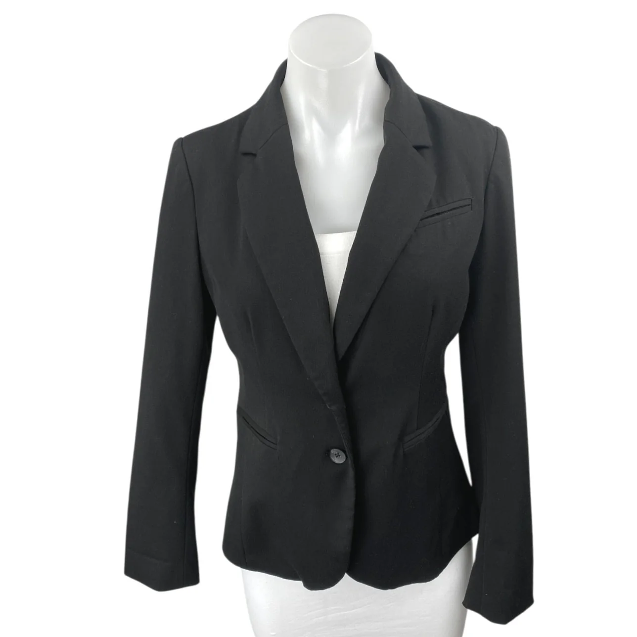 APT.9 Women's Black Long Sleeve One Button Notch Blazer Coat Suit Jacket Size 4