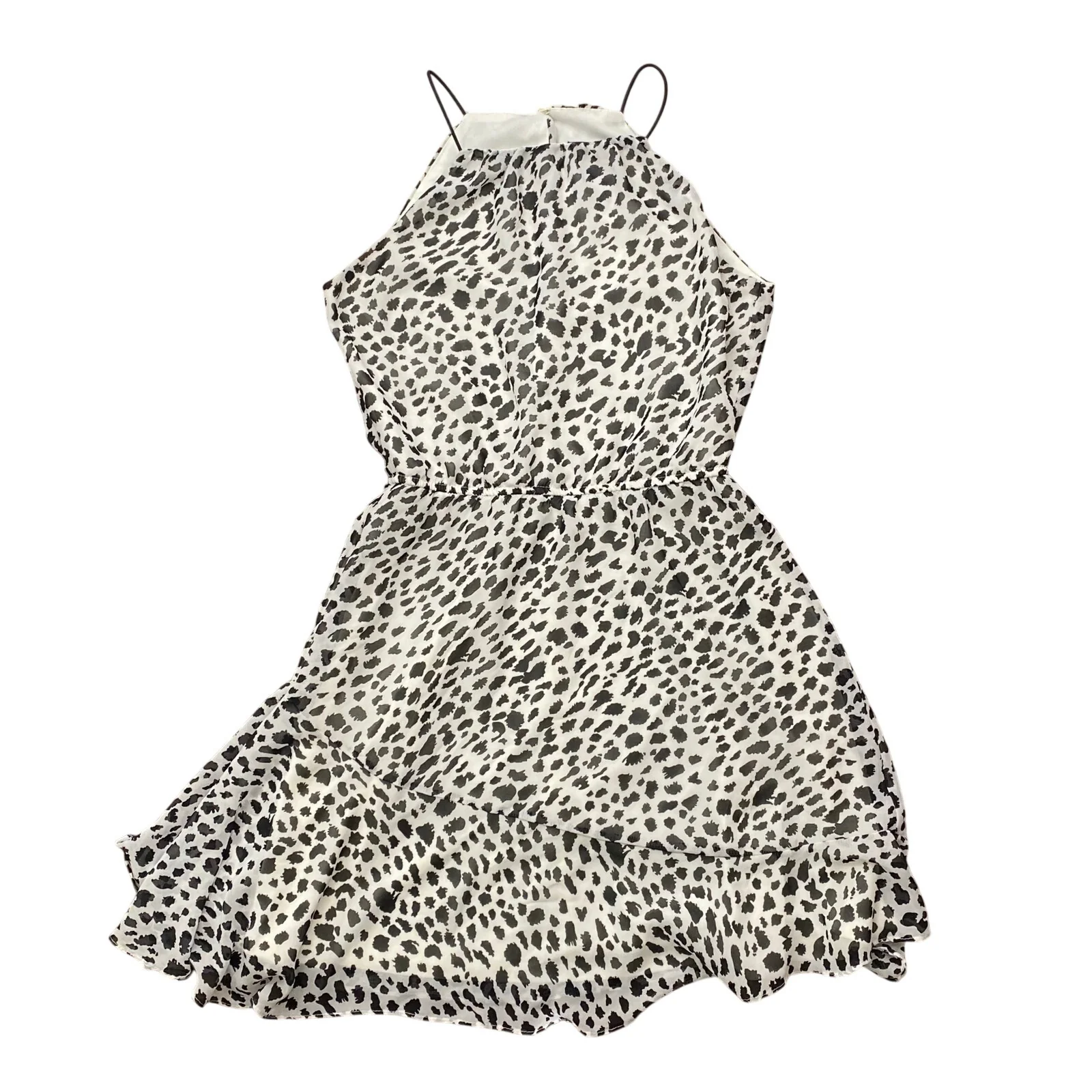 Aqua Animal Print High Neck Sleeveless Flounce Hem Mini Cami Flare Shift Dress S