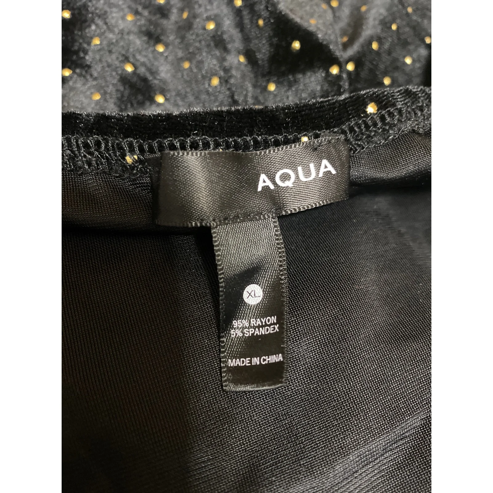 Aqua Black Velvet Velour Polka Dot Long Sleeve Tie Front Peplum Blouse Top Sz XL - Image 3