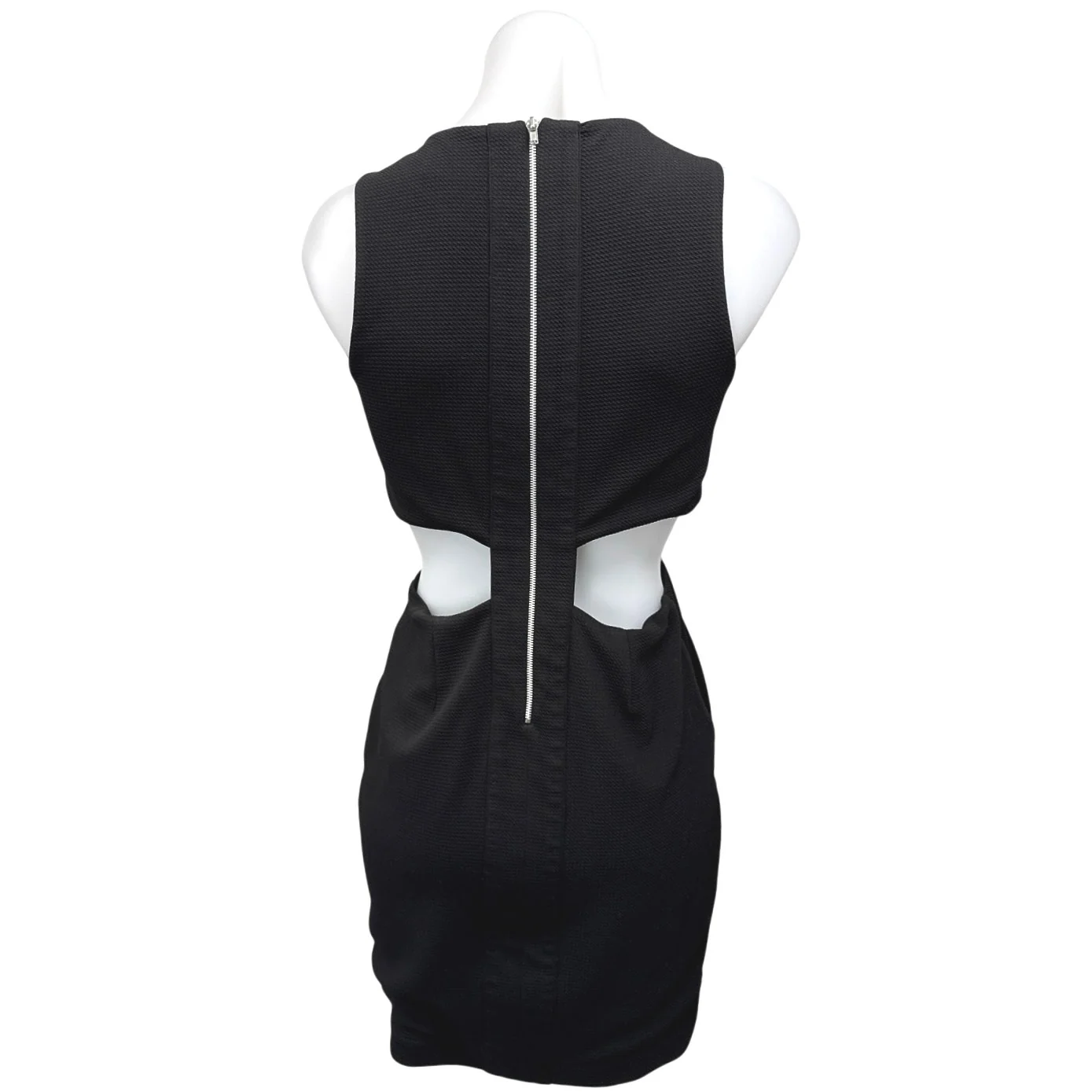 Aqua Women's Black Sleeveless Cutouts Zipper Mini Pencil Sheath Dress Size M - Image 4