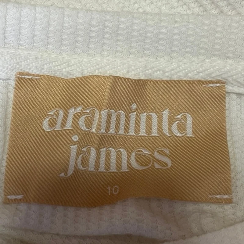 Araminta James Women's White Waffle Knit Short Sleeve Tee T-shirt Sweater Top 10 - Image 3
