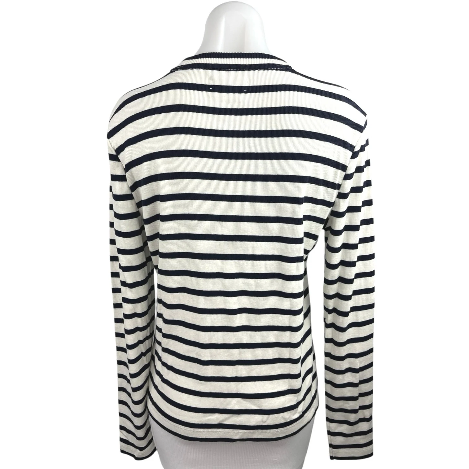 Argent Ivory Navy Blue Knit Striped Pullover Long Sleeve T Shirt Tee Top Size XL - Image 2