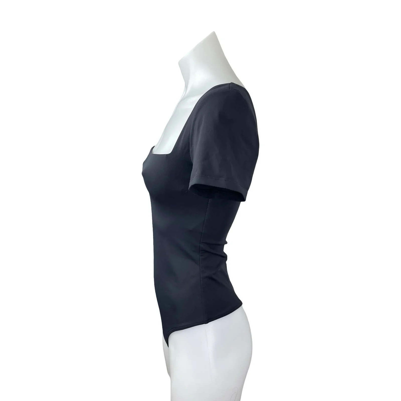 Aritzia Babaton Black Short Sleeve Square Neck Thong T Shirt Tee Bodysuit Top M - Image 3