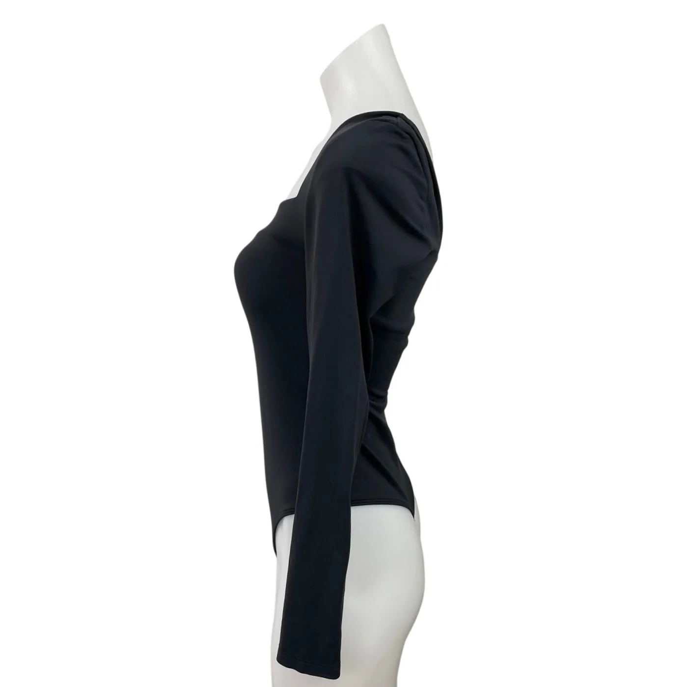 Aritzia Babaton Black Square Neck Long Sleeve Thong T Shirt Bodysuit Top Size S - Image 2