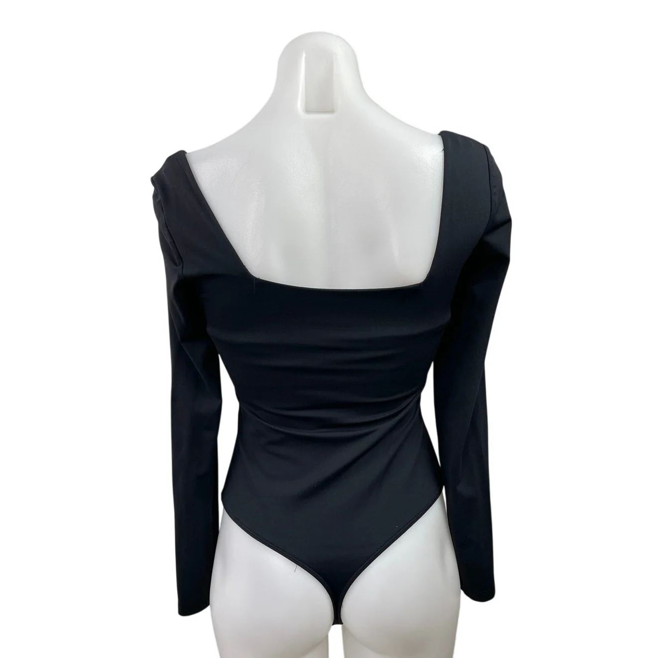 Aritzia Babaton Black Square Neck Long Sleeve Thong T Shirt Bodysuit Top Size S - Image 3
