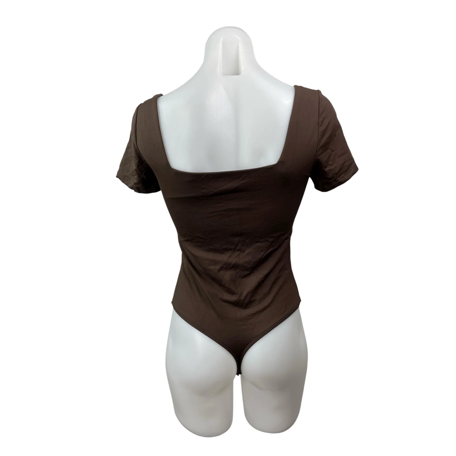 Aritzia Babaton Original Contour Brown Square Neck Short Sleeve Bodysuit Top M - Image 4