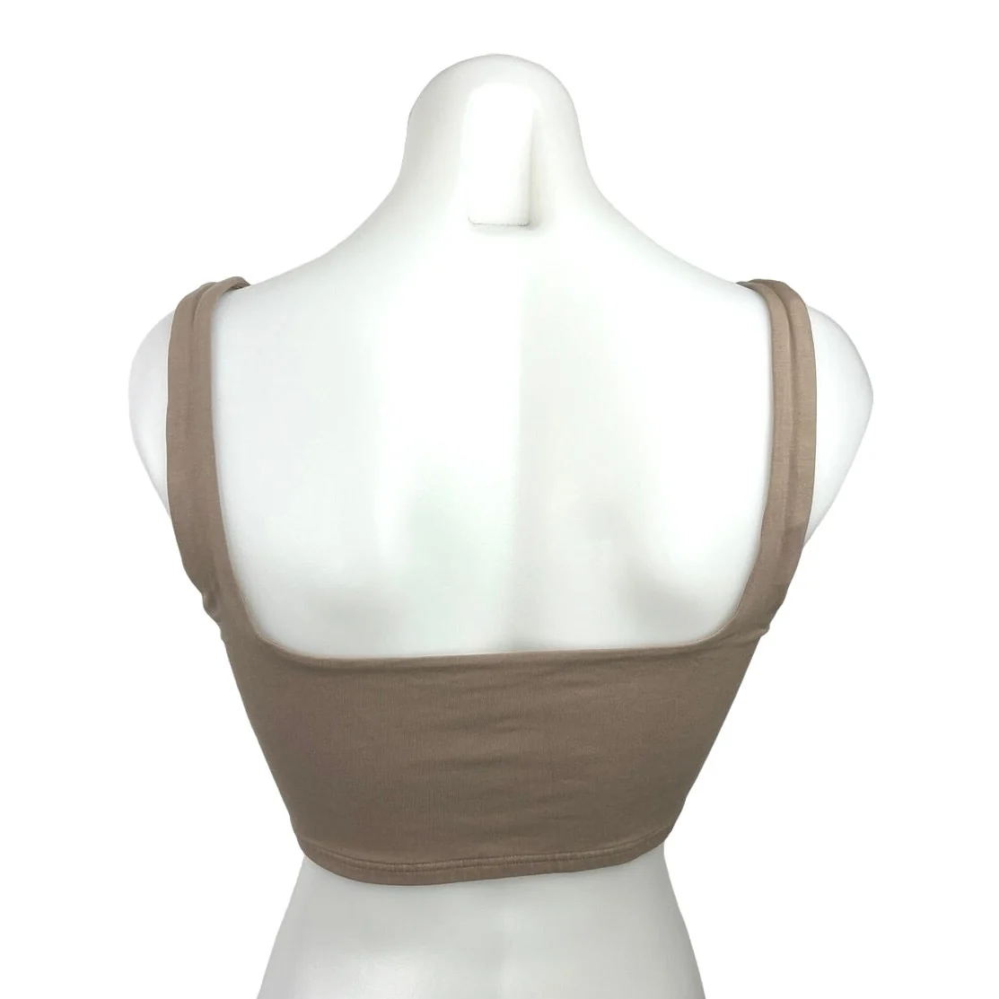 Aritzia Babaton Women's Beige Sleeveless Square Neck Stretch Cropped Tank Top M - Image 2