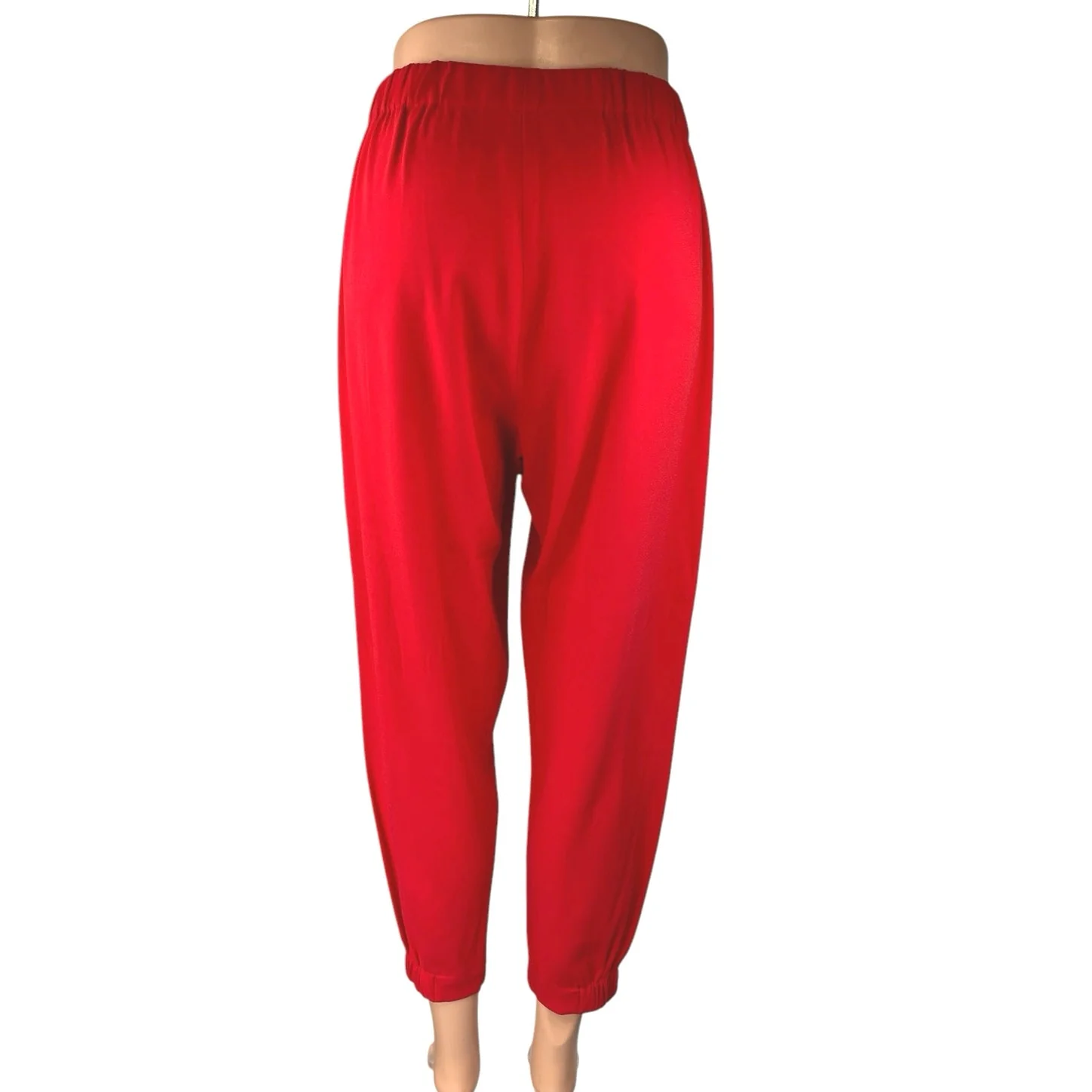Aritzia Babaton Women's Red High Waist Tapered Leg Trousers Joggers Pants Size M - Image 3