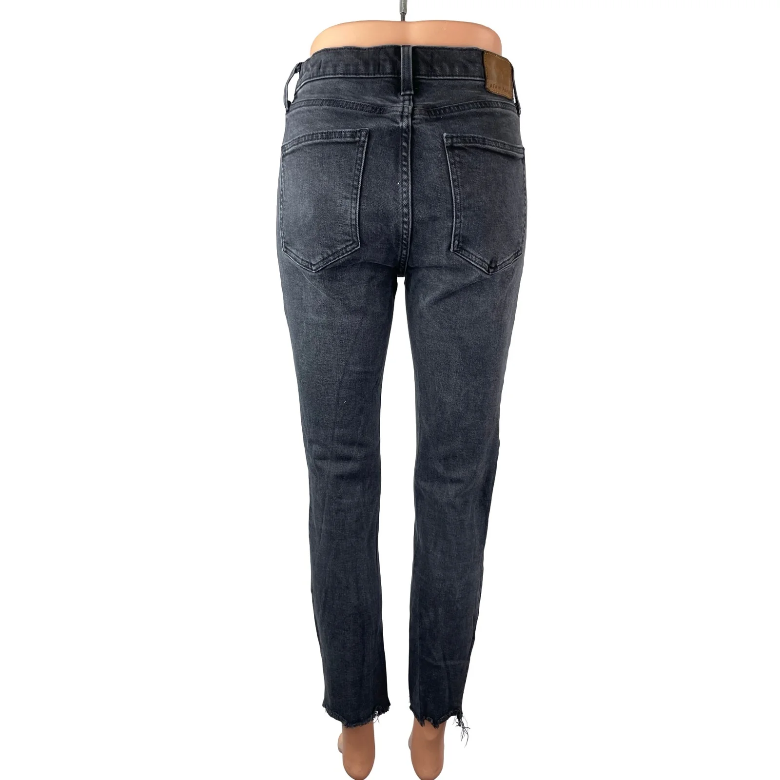 Aritzia Denim Forum Black Frayed Raw Hem High Rise Skinny Denim Jeans Pants 27 - Image 4