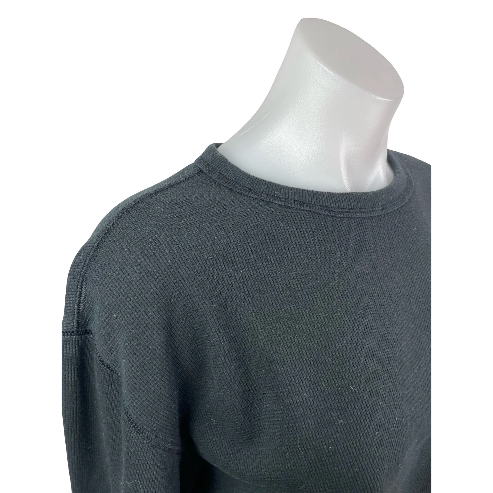 Aritzia Sunday Best Black Waffle Knit Thermal Long Sleeve Crop Sweater Top Sz M - Image 3