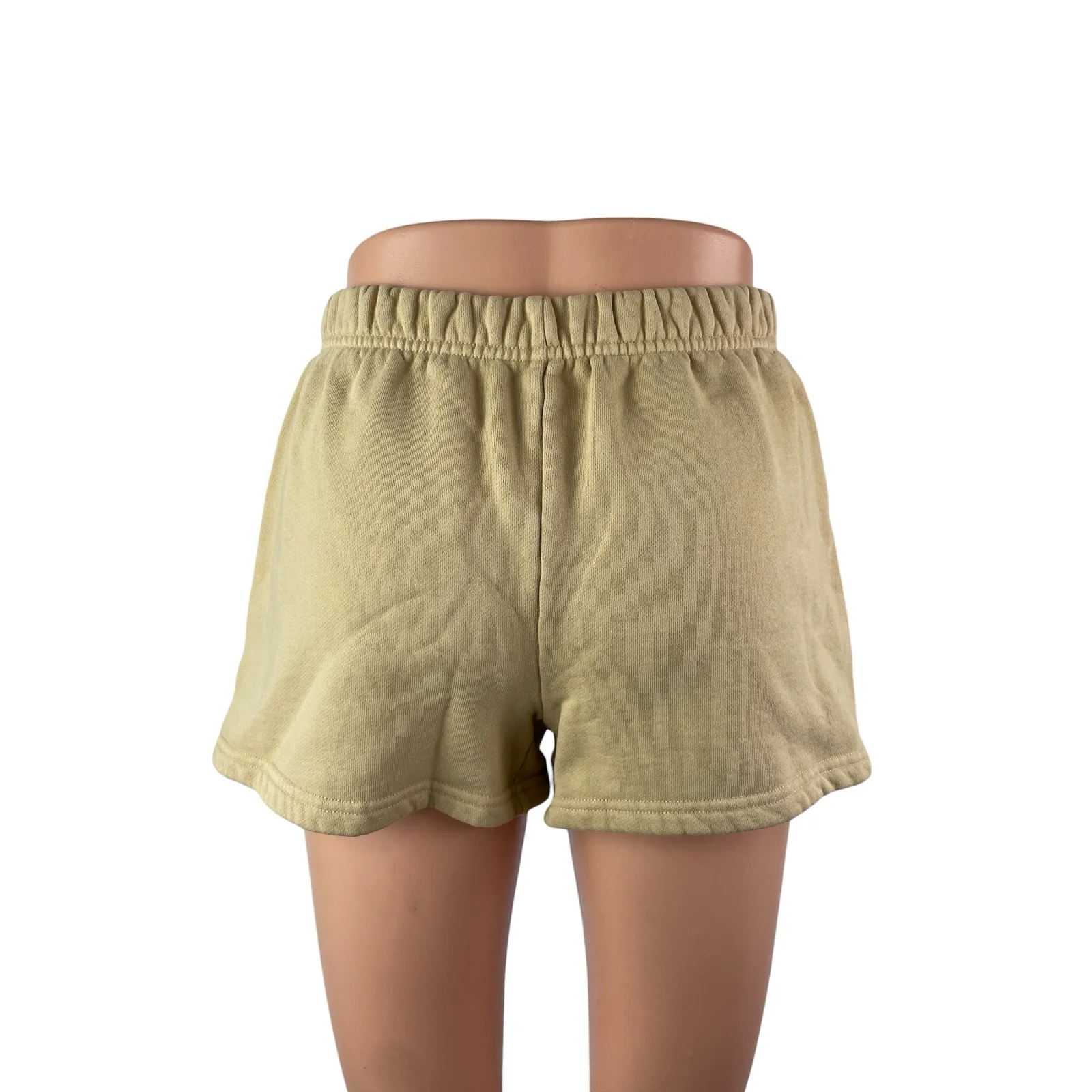 Aritzia TNA Cozy AF Tan Khaki Fleece High Rise Mini Lounge Sweat Shorts Size S - Image 3