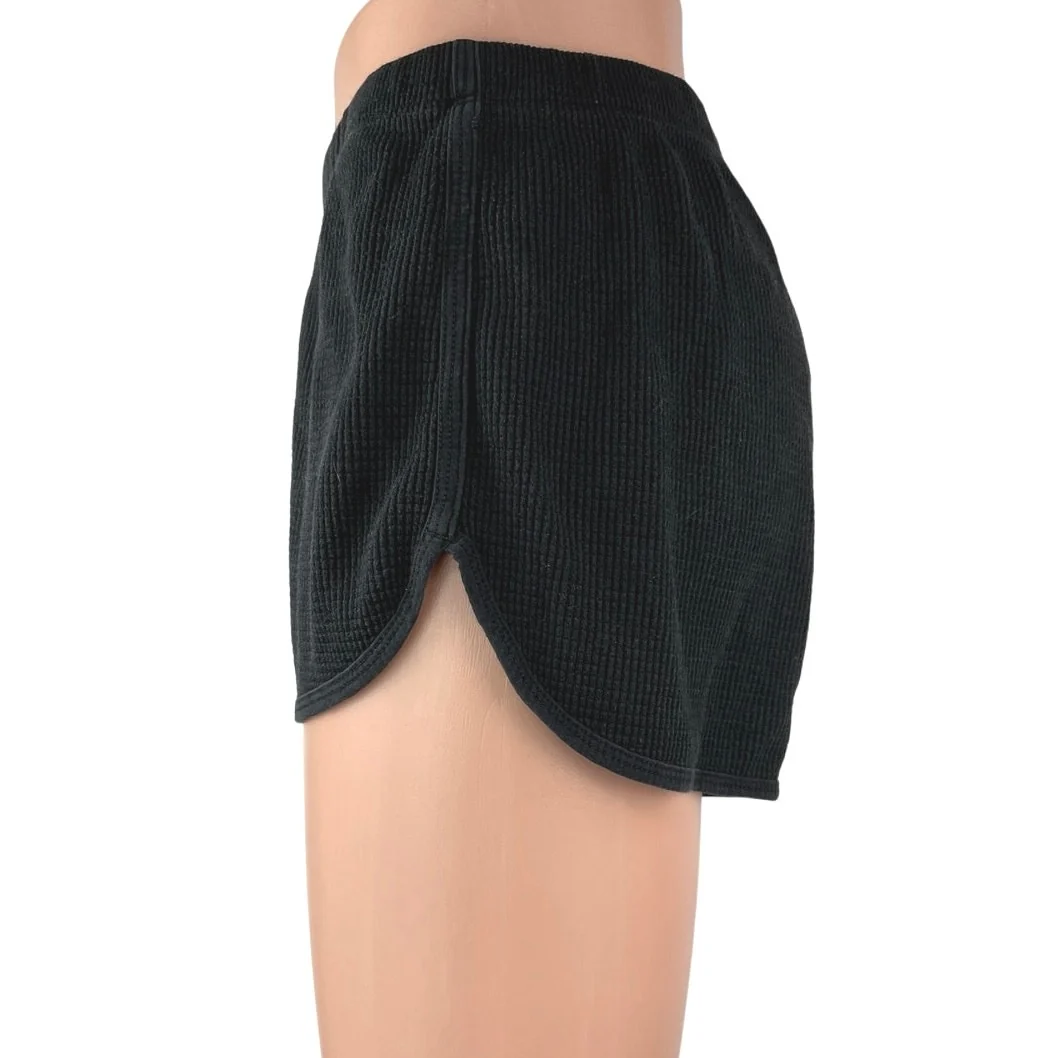 Aritzia TNA Women's Black Waffle Knit Mid Rise Athletic Workout Yoga Shorts M - Image 2