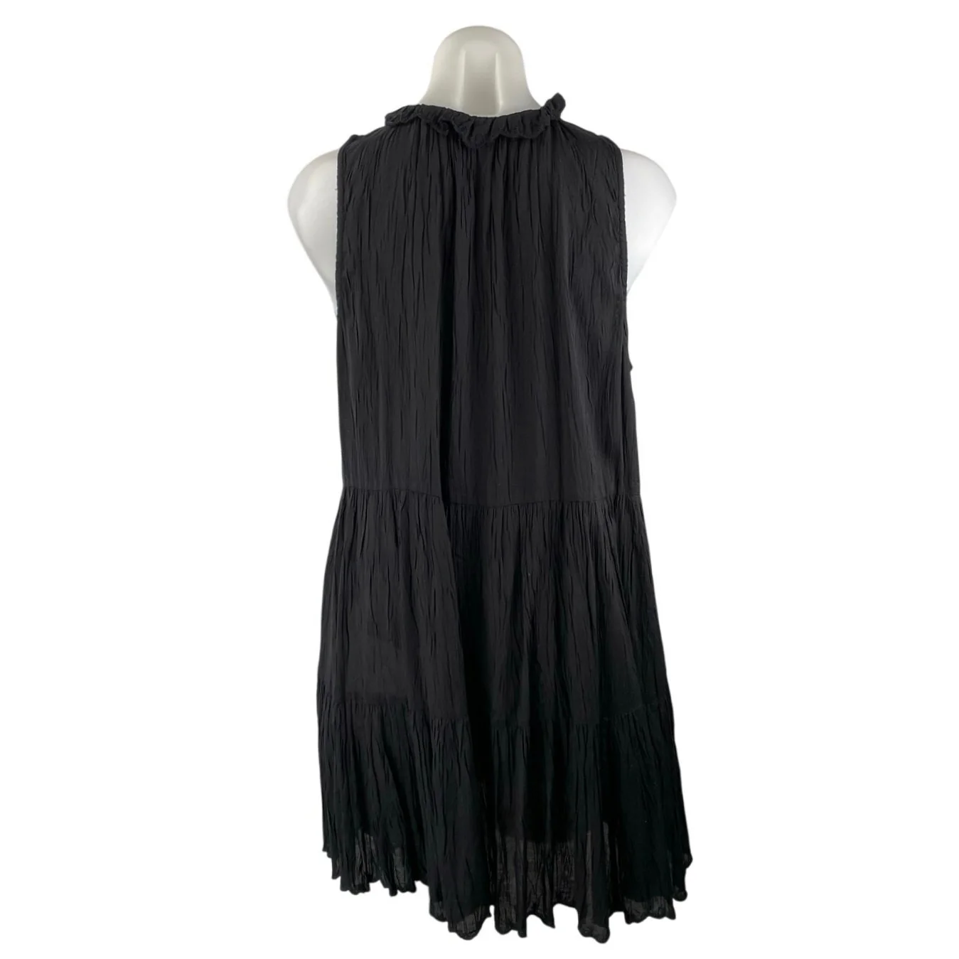 Aritzia Wilfred Black Sleeveless Ruffle Gauze Mini Swing A Line Dress Size S - Image 3