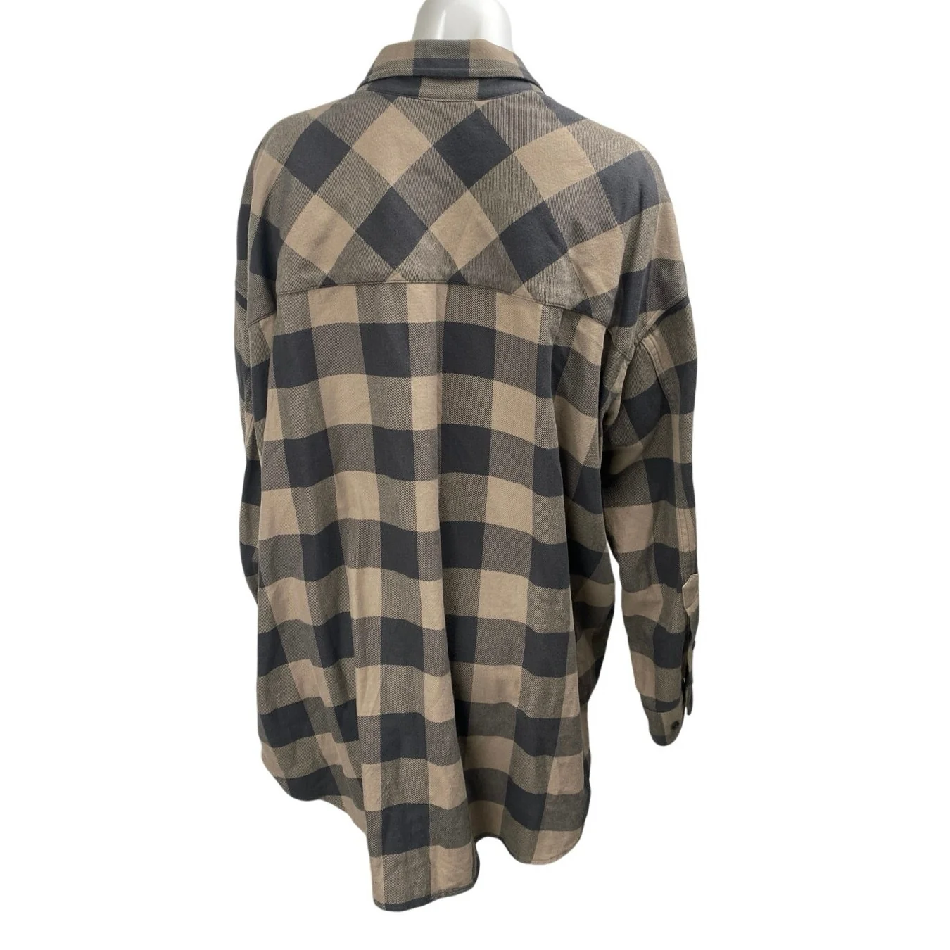 Aritzia Wilfred Brown Plaid Checkered Long Sleeve Button Down Shirt Top Size M - Image 2