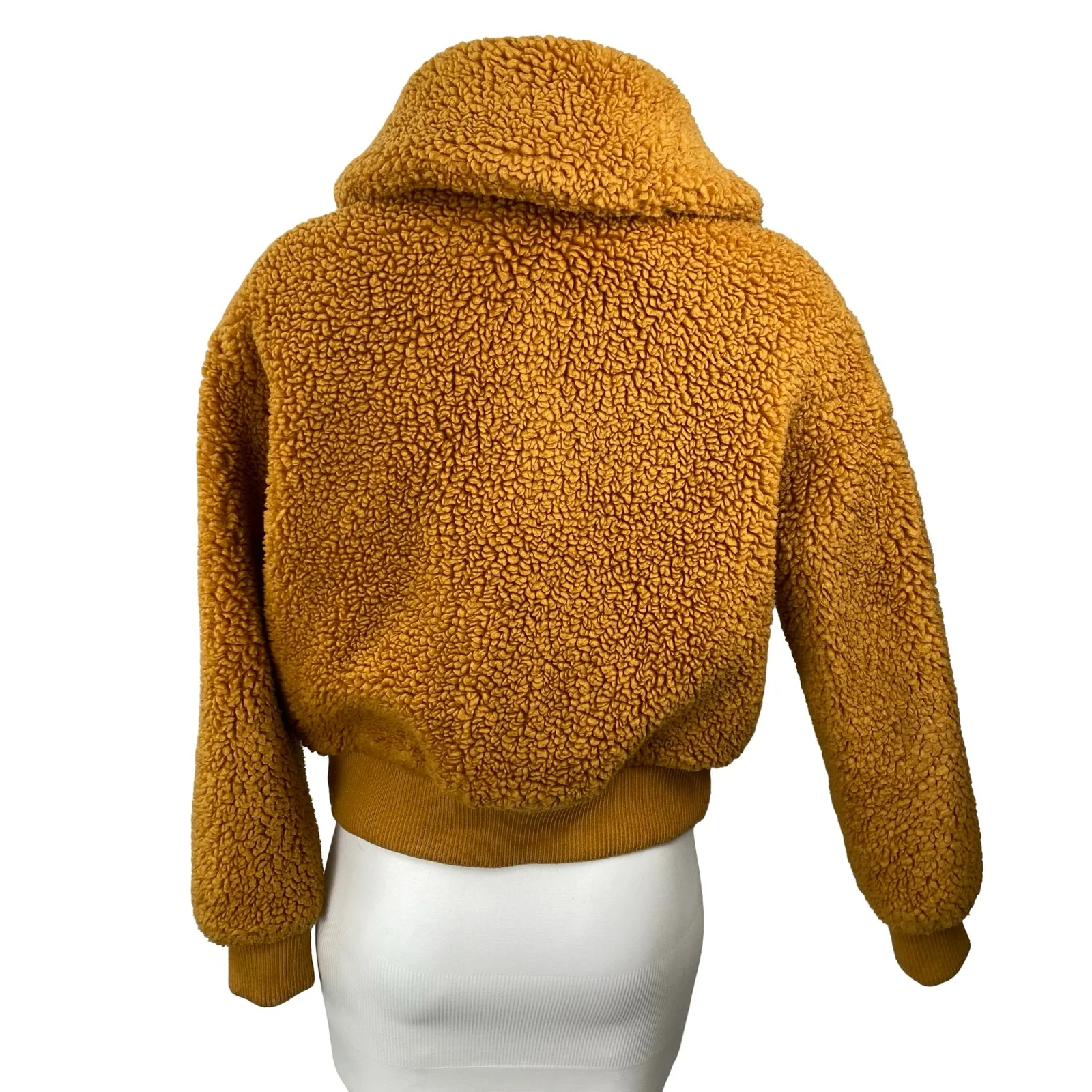 Aritzia Wilfred Free Teddy Brown High Neck Long Sleeve Bomber Coat Jacket Sz XXS - Image 4