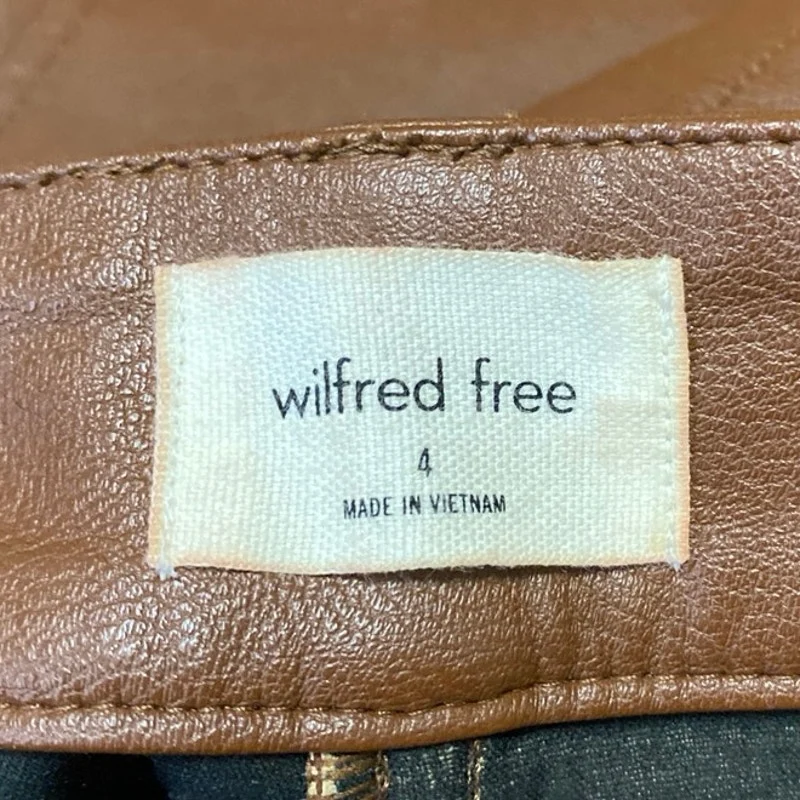 Aritzia Wilfred Free Women's Brown Faux Leather Vegan Trousers Pants Size 4 - Image 4