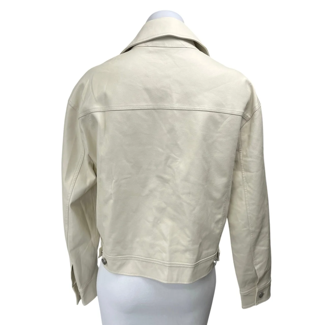 Aritzia Wilfred Gaze Women's Beige Faux Vegan Leather Button Down Coat Jacket S - Image 2