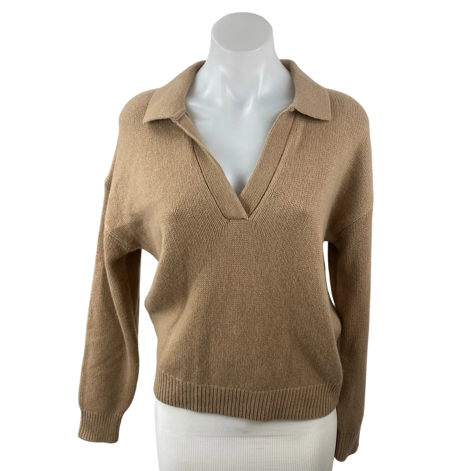 Aritzia Wilfred Luxe 100% Cashmere Clara Womens Brown Long Sleeve Sweater Top XS