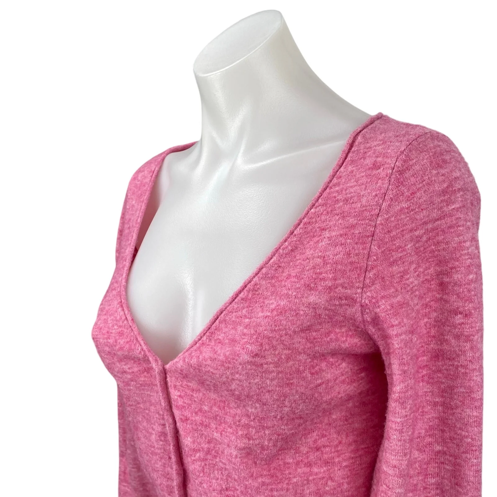 Aritzia Wilfred Pink Wool Cashmere Long Sleeve Button Up Crop Cardigan Sweater S - Image 2