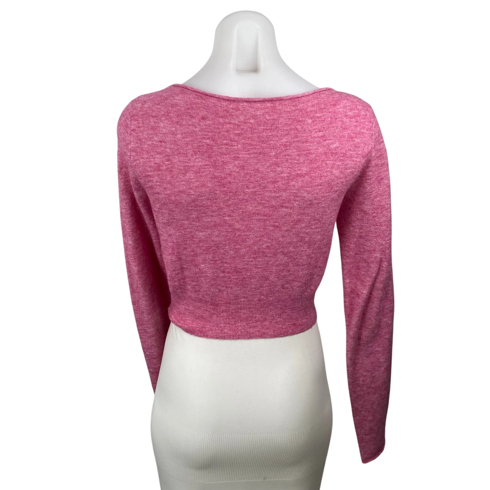 Aritzia Wilfred Pink Wool Cashmere Long Sleeve Button Up Crop Cardigan Sweater S - Image 4