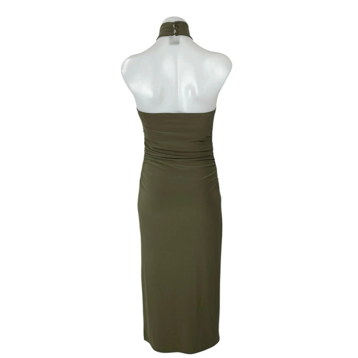 Aritzia Wilfred Smooth Matter Remedy Olive Green Halter Slit Maxi Dress Size XS - Image 3