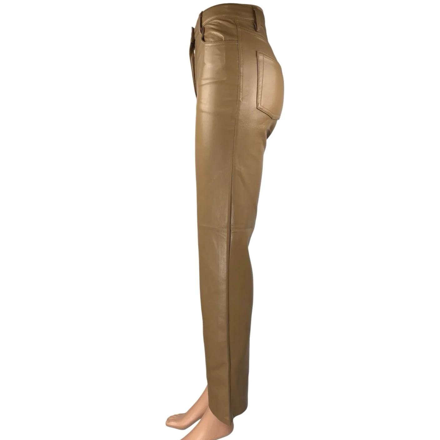 Aritzia Wilfred The Melina Brown Faux Leather Mid Rise Straight Trousers Pants 0 - Image 2