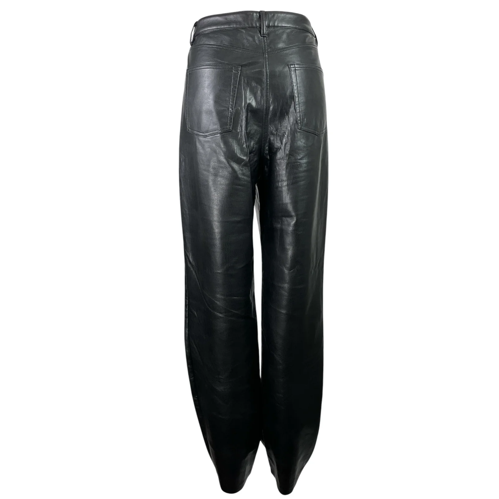 Aritzia Wilfred The Melina Women Black Faux Leather Vegan Trousers Pants Size 12 - Image 3