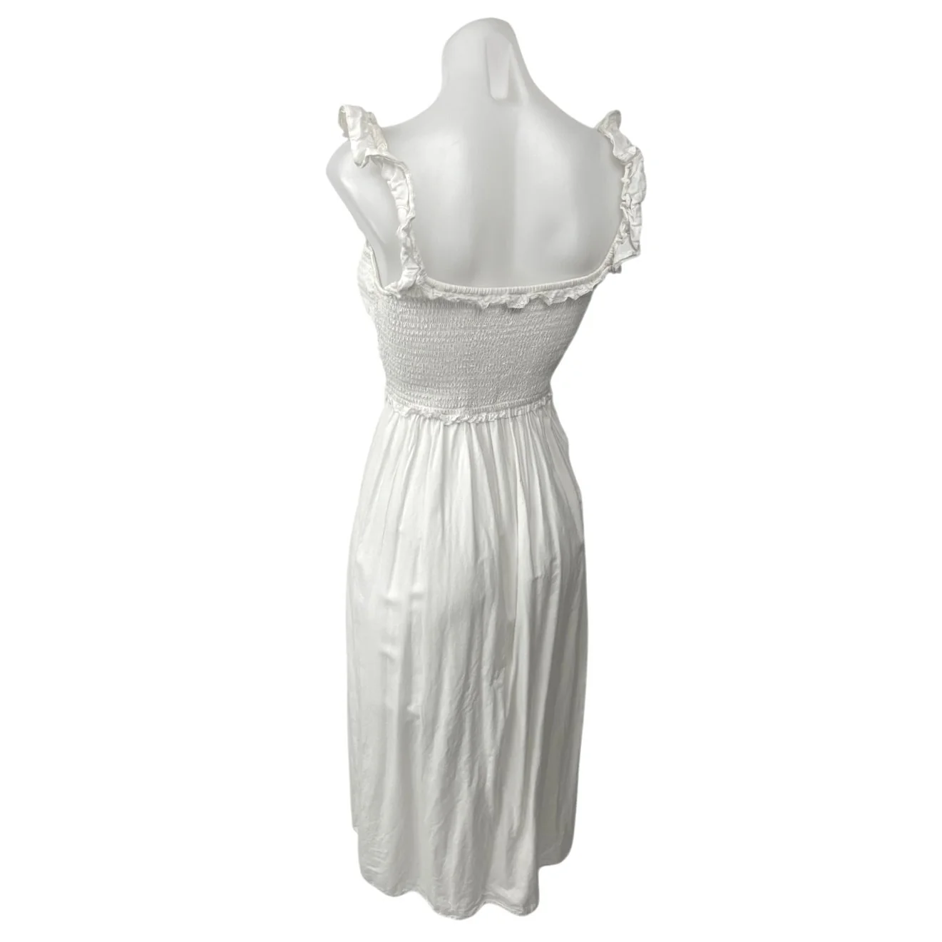 Aritzia Wilfred White Sleeveless Smocked Cami Camisole Midi A Line Tank Dress S - Image 2