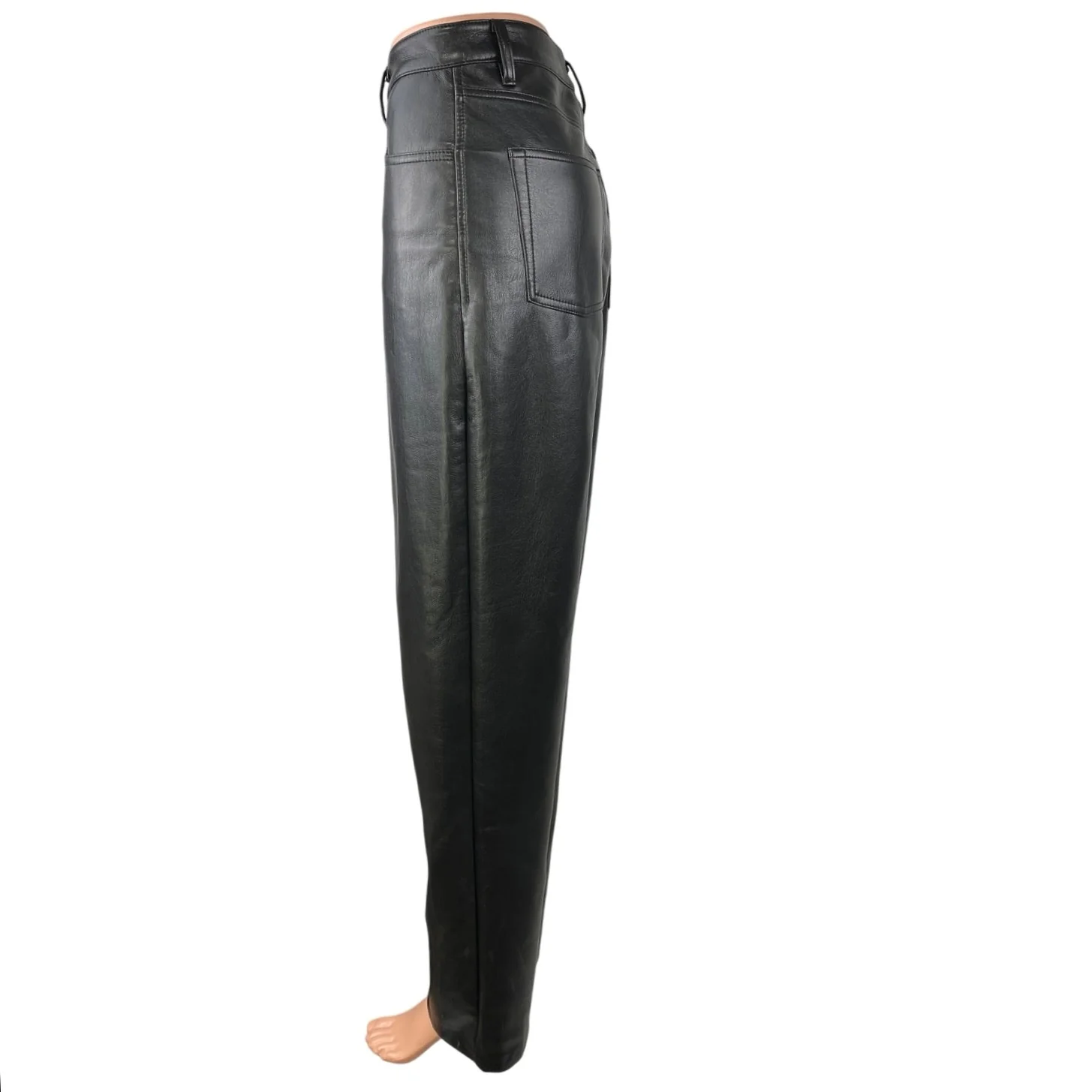 Aritzia Wilfred Women's Black Faux Vegan Leather High Waist Straight Pants Sz 10 - Image 2