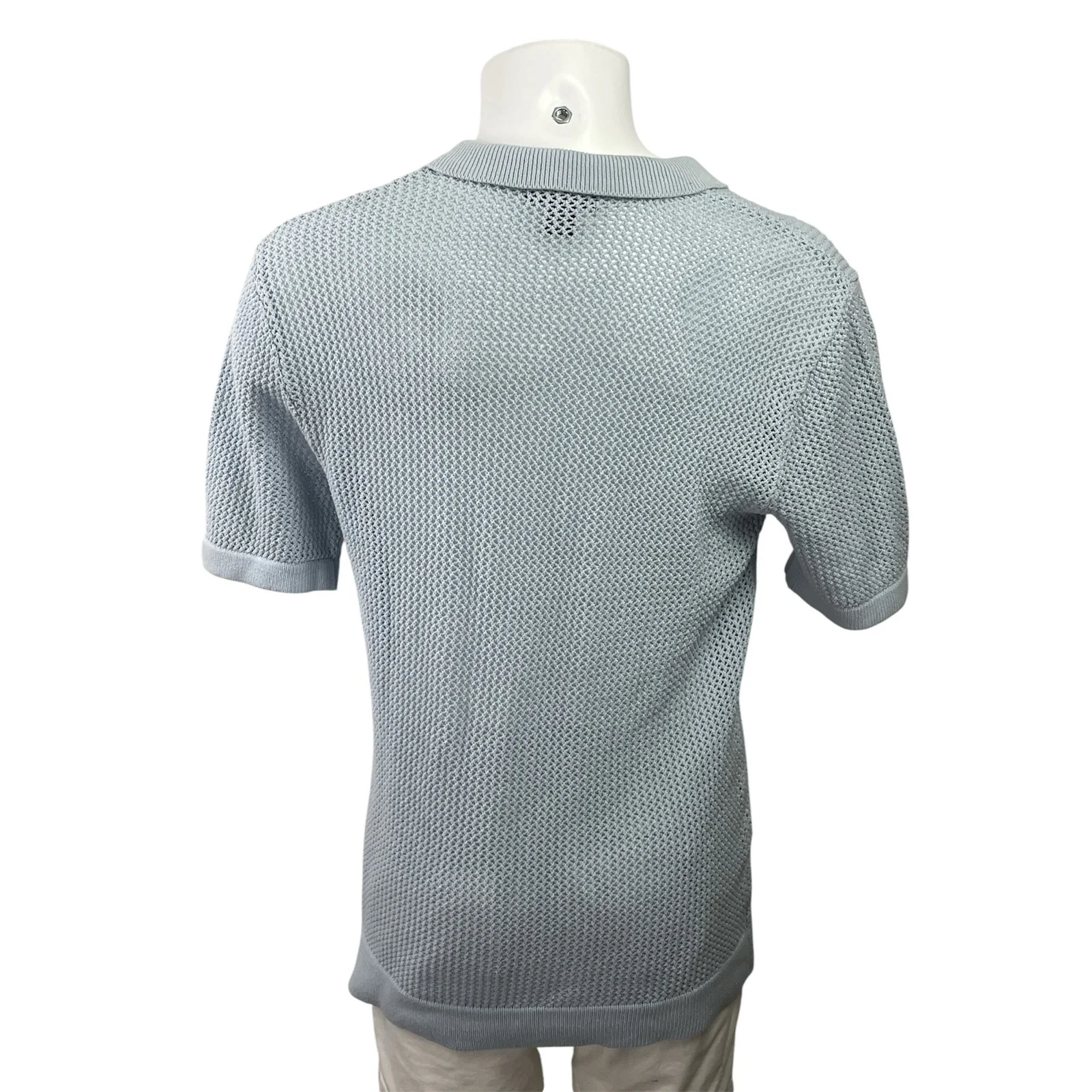 Art of Rhetoric Men's Blue Short Sleeve Open Knit Pocket Polo Shirt Top Size L - Image 3