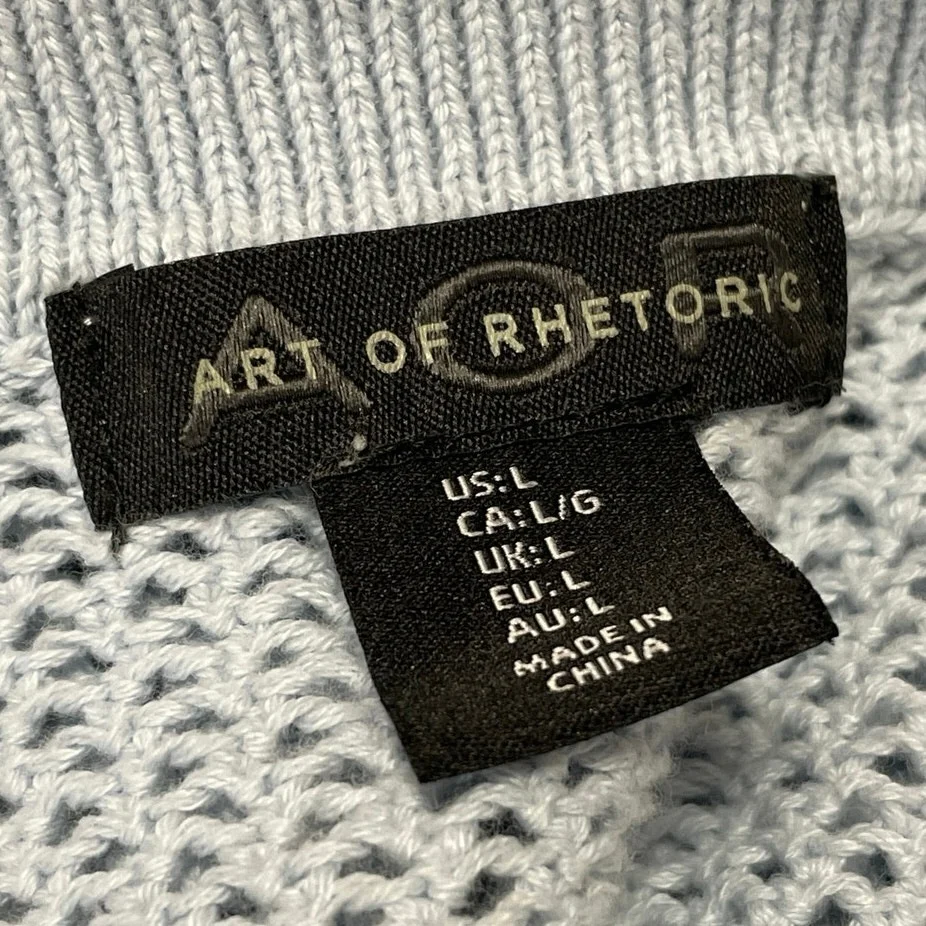 Art of Rhetoric Men's Blue Short Sleeve Open Knit Pocket Polo Shirt Top Size L - Image 4