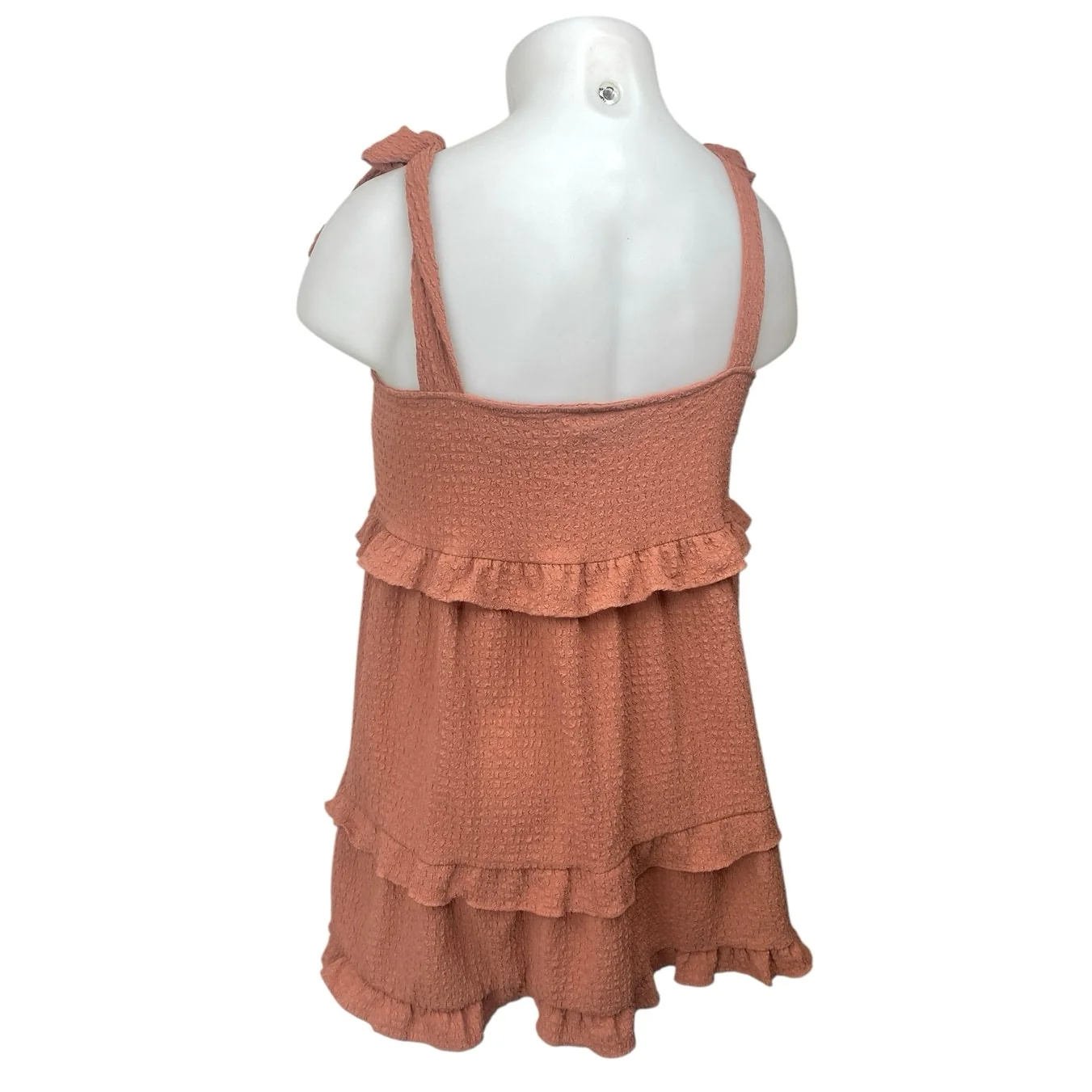 ASOS Brown Sleeveless Textured Ruffle Tiered Cami Mini Fit & Flare Tank Dress 12 - Image 2