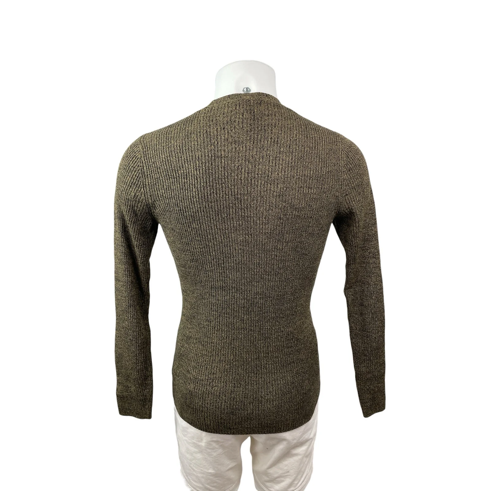 ASOS Men's Olive Green Ribbed Knit Crew Neck Long Sleeve Sweater Top Size M - Image 4