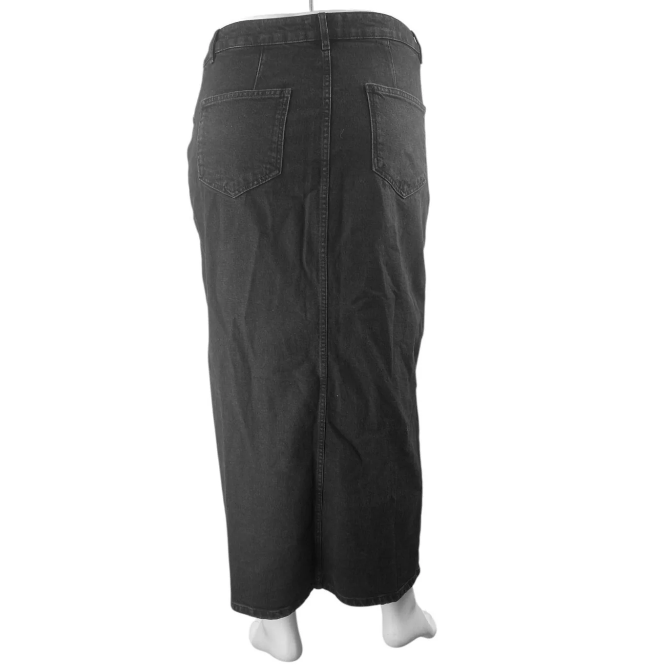 Asos Women's Black High Waisted Front Slit Straight Denim Jean Skirt Size 12 - Image 3
