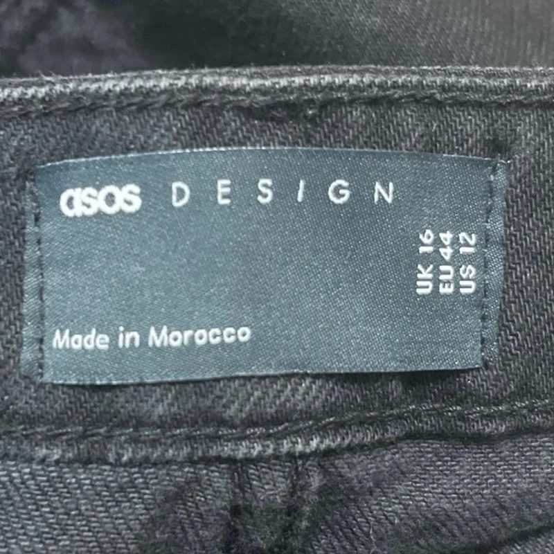 Asos Women's Black High Waisted Front Slit Straight Denim Jean Skirt Size 12 - Image 4