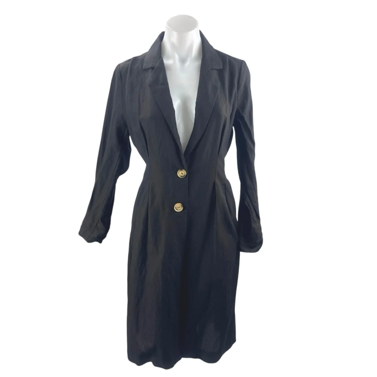 ASTR The Label Reed Black Linen Long Sleeve Midi Pencil Sheath Blazer Dress XS