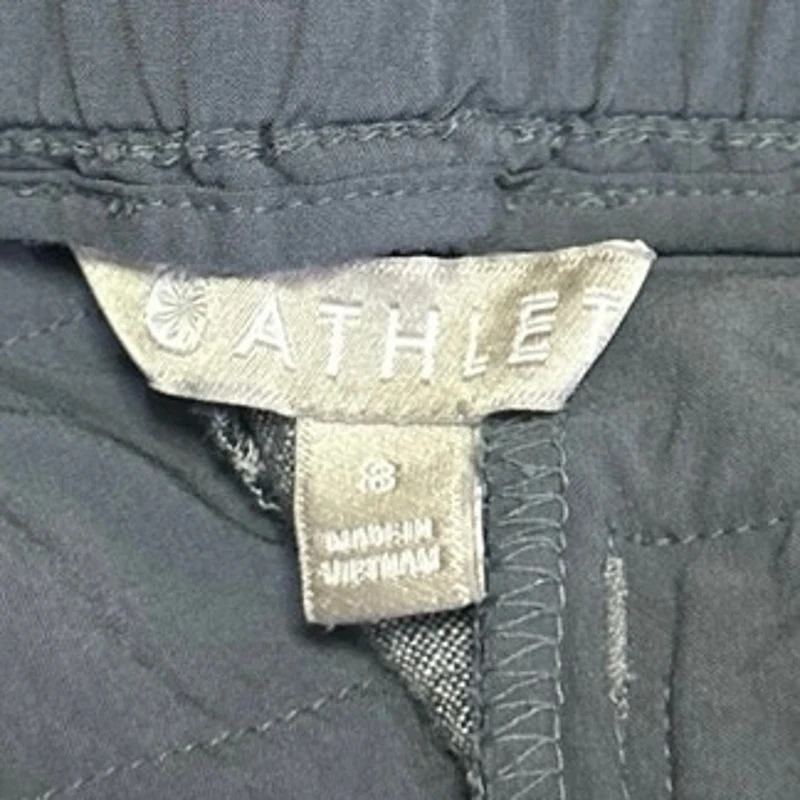Athleta Bali 100% Linen Gray Straight Tapered Drawstring Ankle Trousers Pants 8 - Image 4