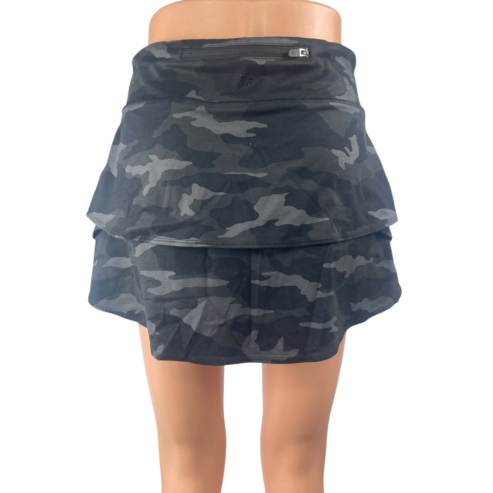 Athleta Girl Camo Lux Black Gray Camouflage Mid Rise Swing Skirt Skort Size XXL - Image 2